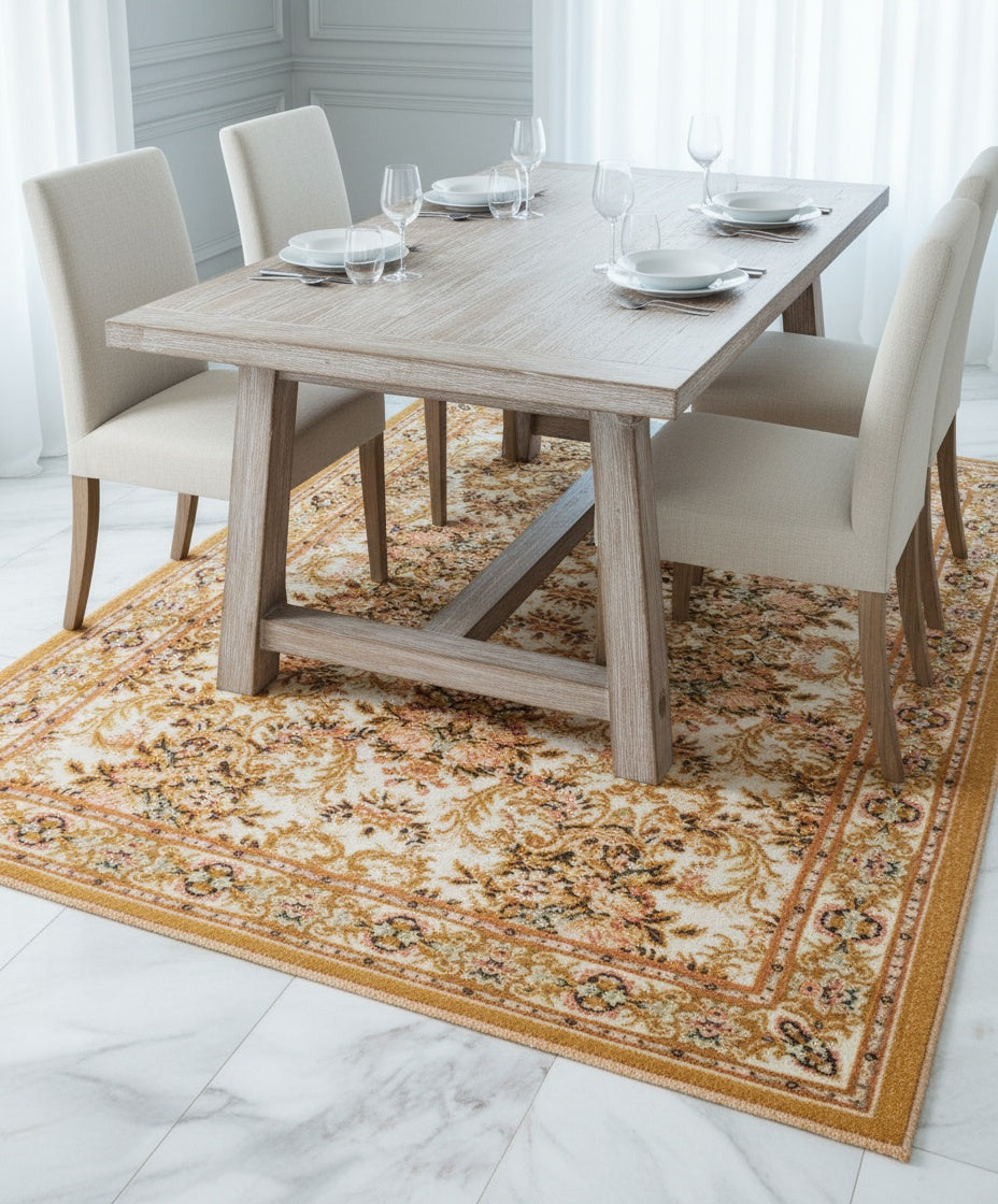 Floral design wool rug