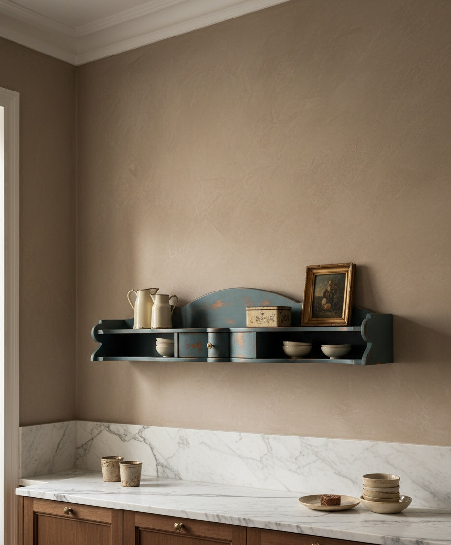 Estantería de pared con cajón en azul