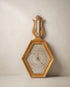 Barómetro antiguo francés de madera dorada con lira, Restauración, vista frontal — Antique Arte y Decoración