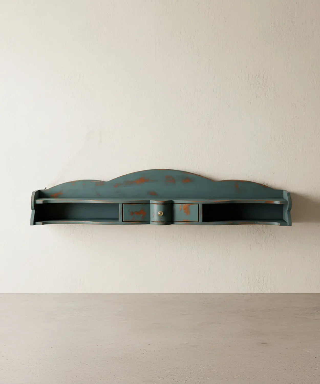 Estantería de pared con cajón en azul Antique arte y decoracion