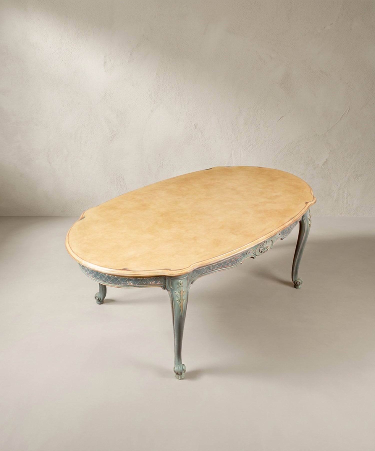 Mesa de Comedor Extensible Ovalada | Luis XV Provenzal Decapada en Azul