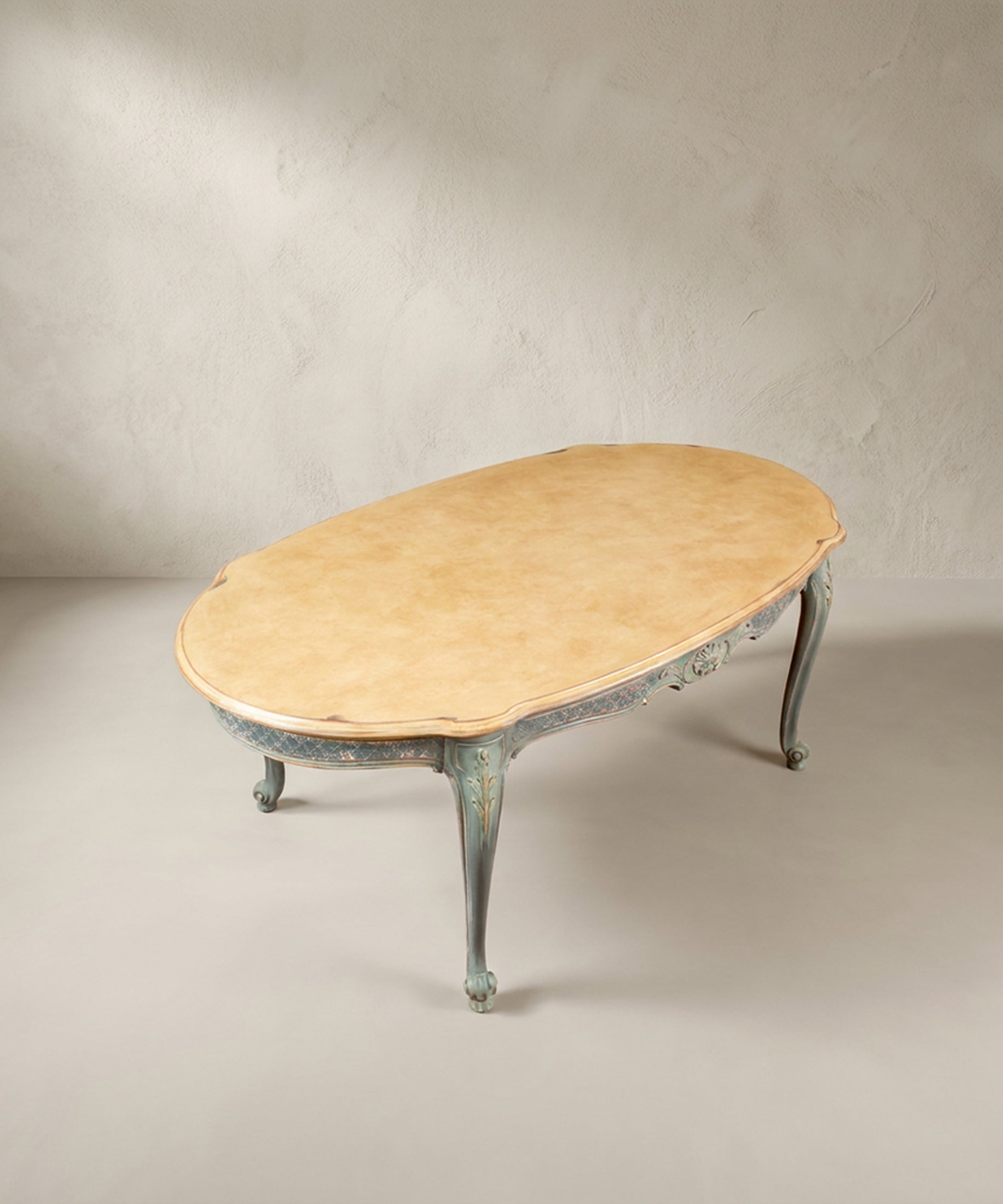 Mesa de Comedor Extensible Ovalada | Luis XV Provenzal Decapada en Azul