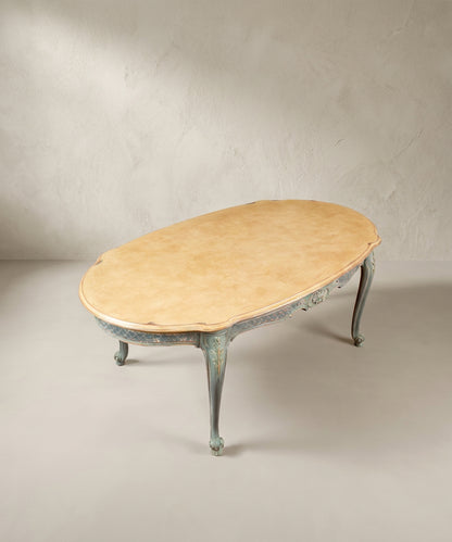 Mesa de Comedor Extensible Ovalada | Luis XV Provenzal Decapada en Azul