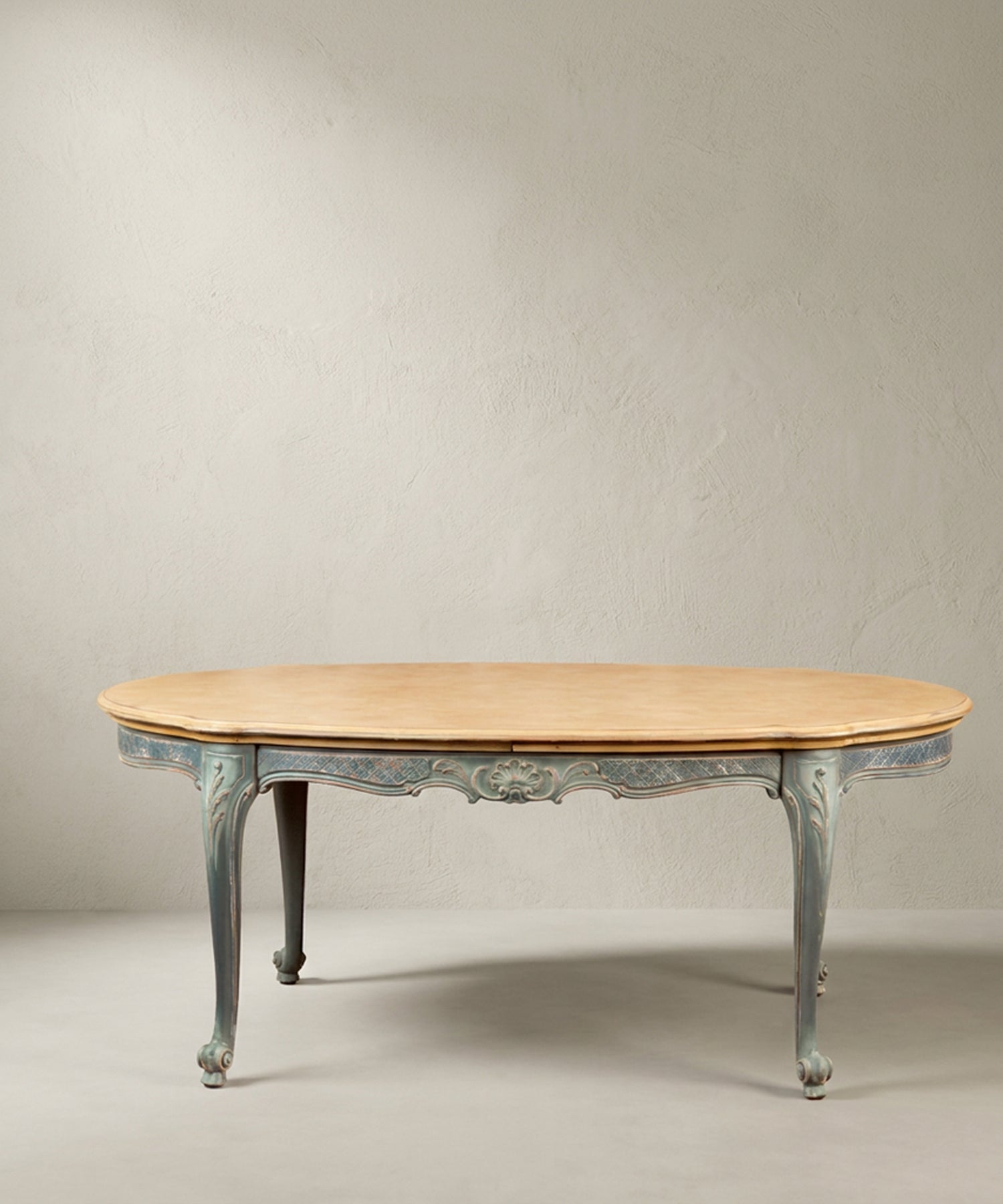 Mesa de Comedor Extensible Ovalada | Luis XV Provenzal Decapada en Azul