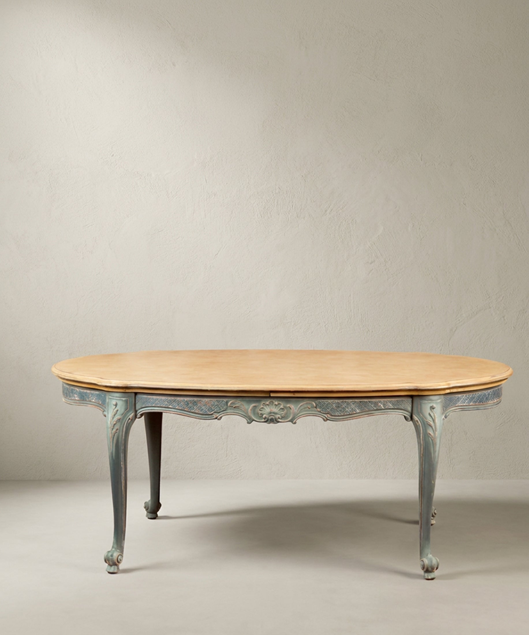 Mesa de Comedor Extensible Ovalada | Luis XV Provenzal Decapada en Azul