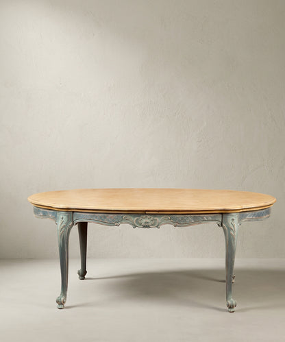 Mesa de Comedor Extensible Ovalada | Luis XV Provenzal Decapada en Azul