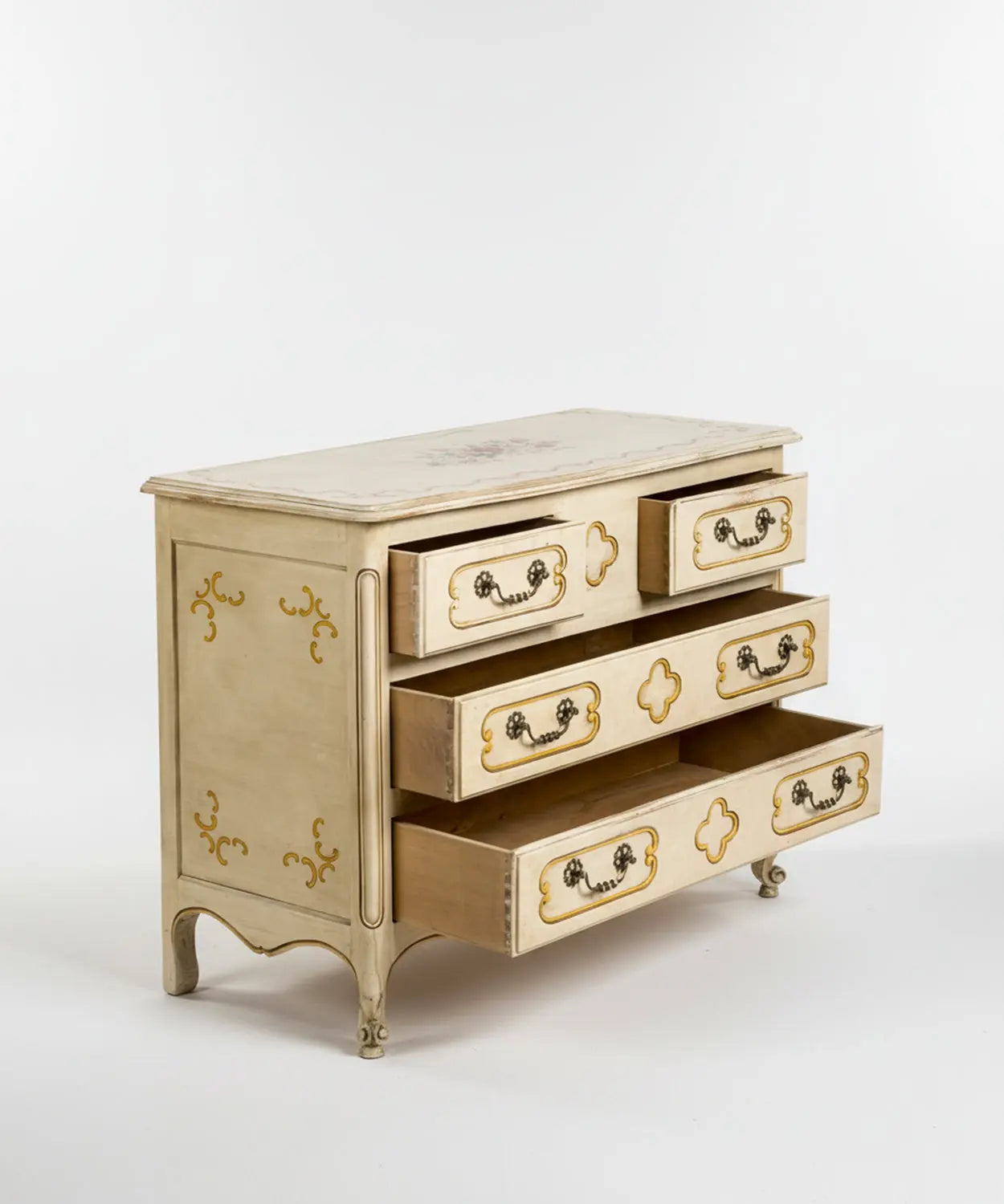 Cómoda vintage con pinturas de flores Antique arte y decoracion