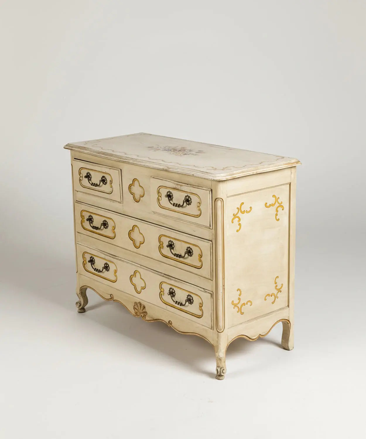 Cómoda vintage con pinturas de flores Antique arte y decoracion