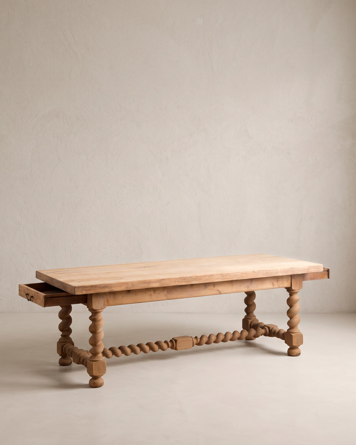 Mesa de Comedor de Roble Macizo de 220 cm | Patas Salomónicas, Francia