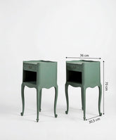 Esquema de medidas de la mesita de noche: 70cm alto, 36cm ancho, 30,5cm fondo