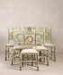 Seis sillas de comedor vintage estilo vasco francés verde decapé vista frontal — Antique Arte y Decoración