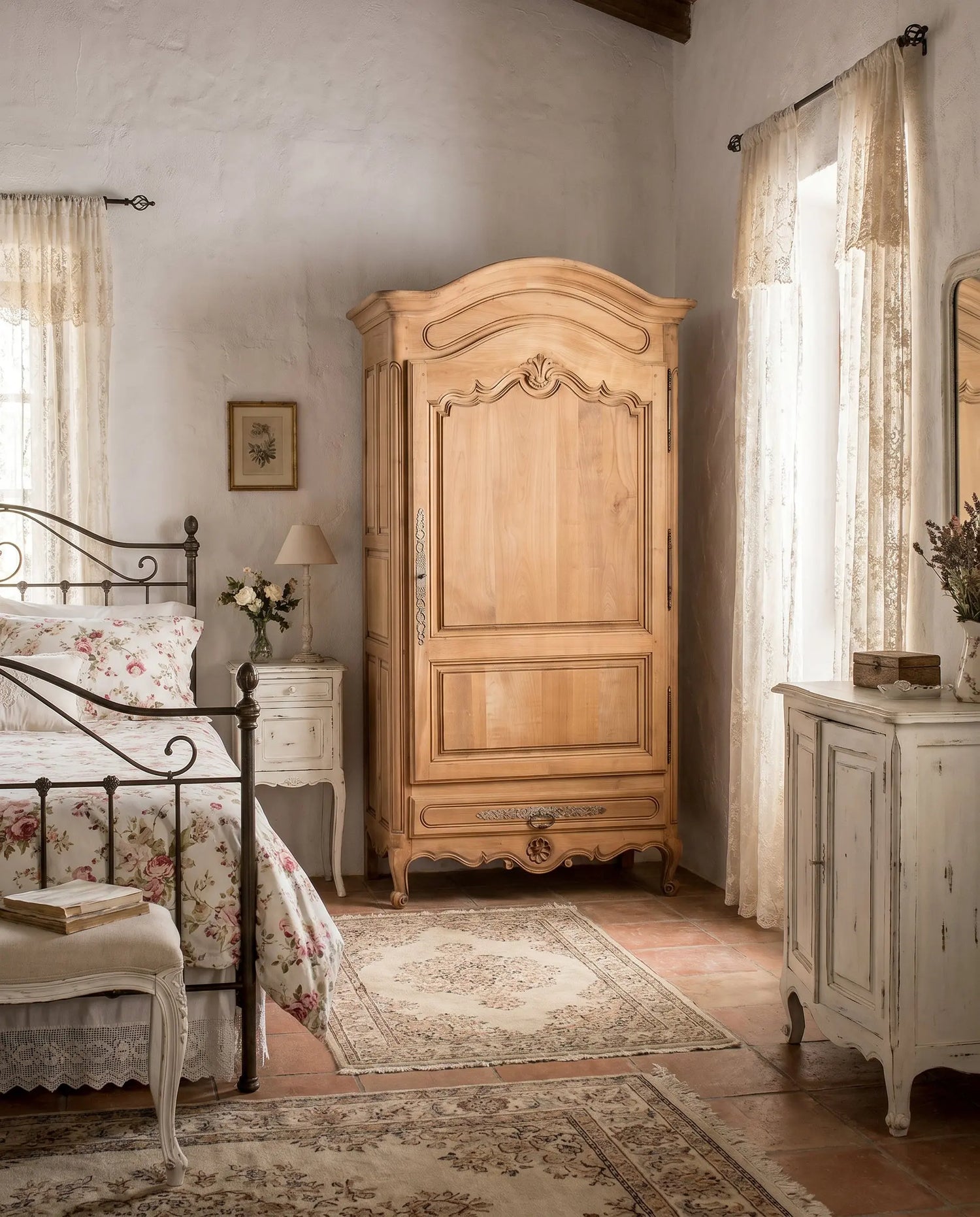 Armario Antiguo Francés de Una Puerta en Cerezo | Estilo Luis XV