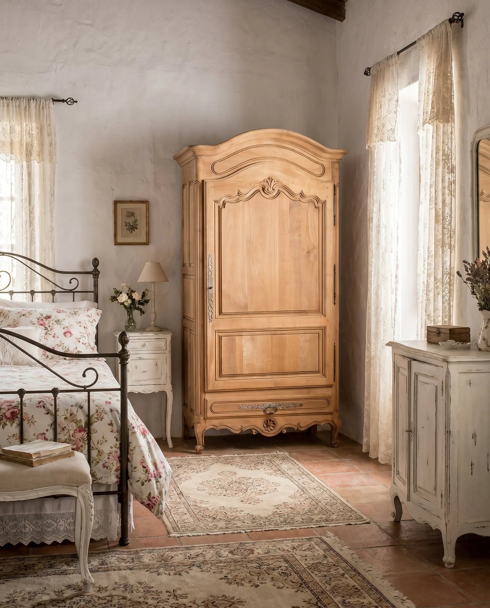 Armario Antiguo Francés de Una Puerta en Cerezo | Estilo Luis XV