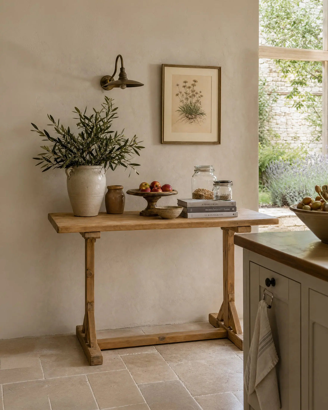Mesa de Bistró Antigua en Madera Lavada | Francia Rural