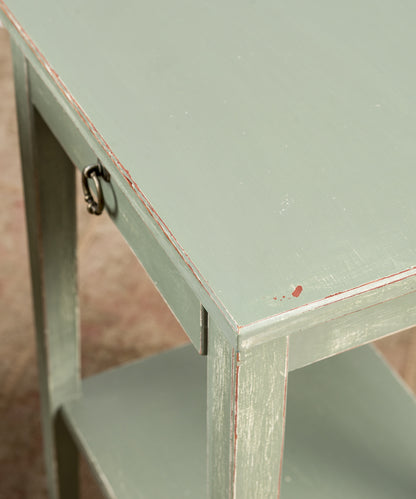 Pareja de mesitas de noche vintage verde decapé