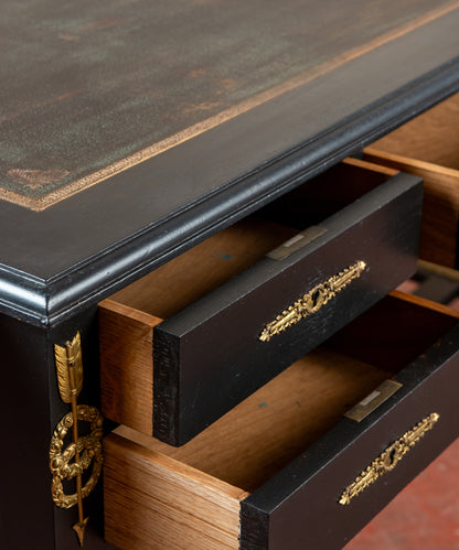 Escritorio Negro con Tablero de Piel | Estilo Imperio