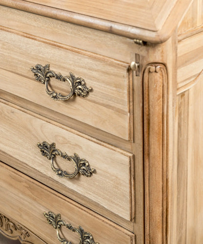 Secreter Vitrina de Madera Lavada con Escritorio Abatible | Estilo Luis XV