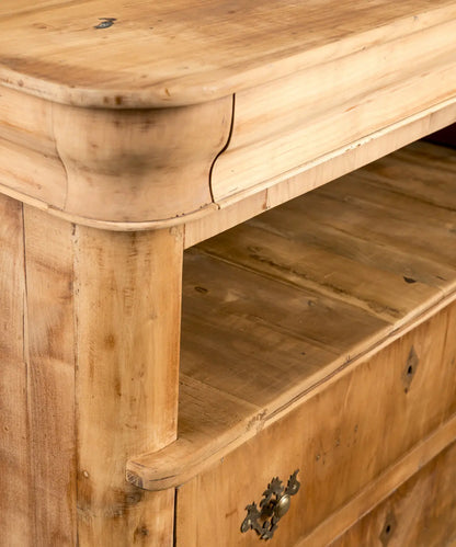 Cómoda francesa antigua de madera lavada S. XIX