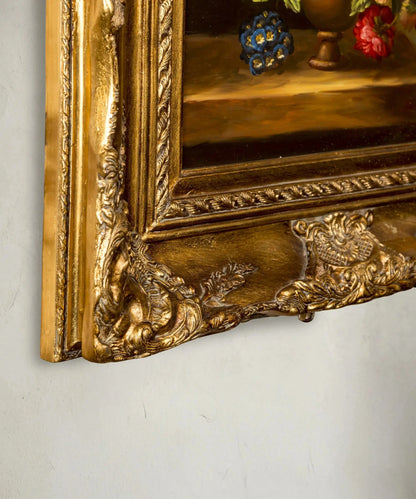Cuadro con bodegón floral clásico y marco dorado Antique arte y decoracion