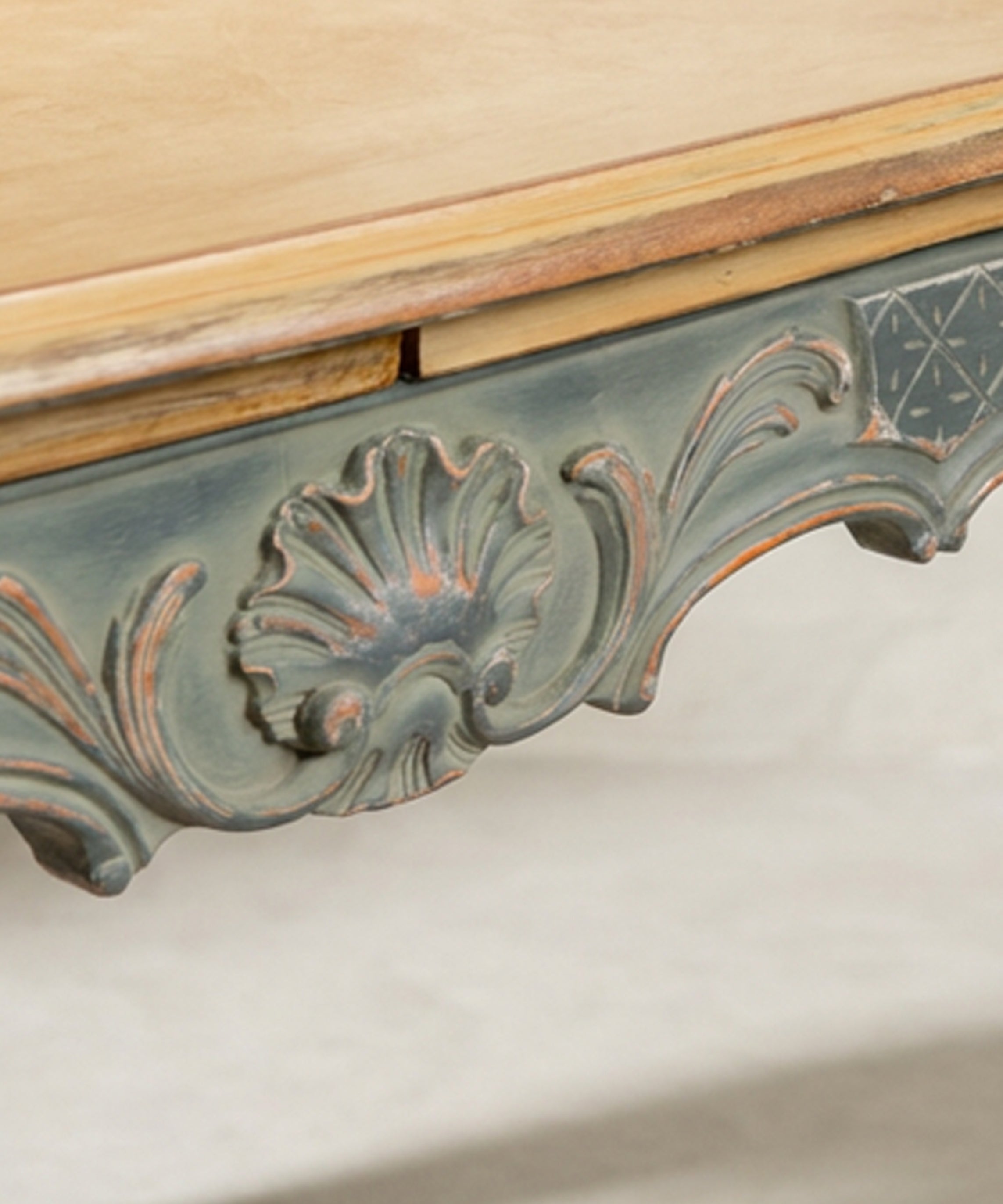 Mesa de Comedor Extensible Ovalada | Luis XV Provenzal Decapada en Azul