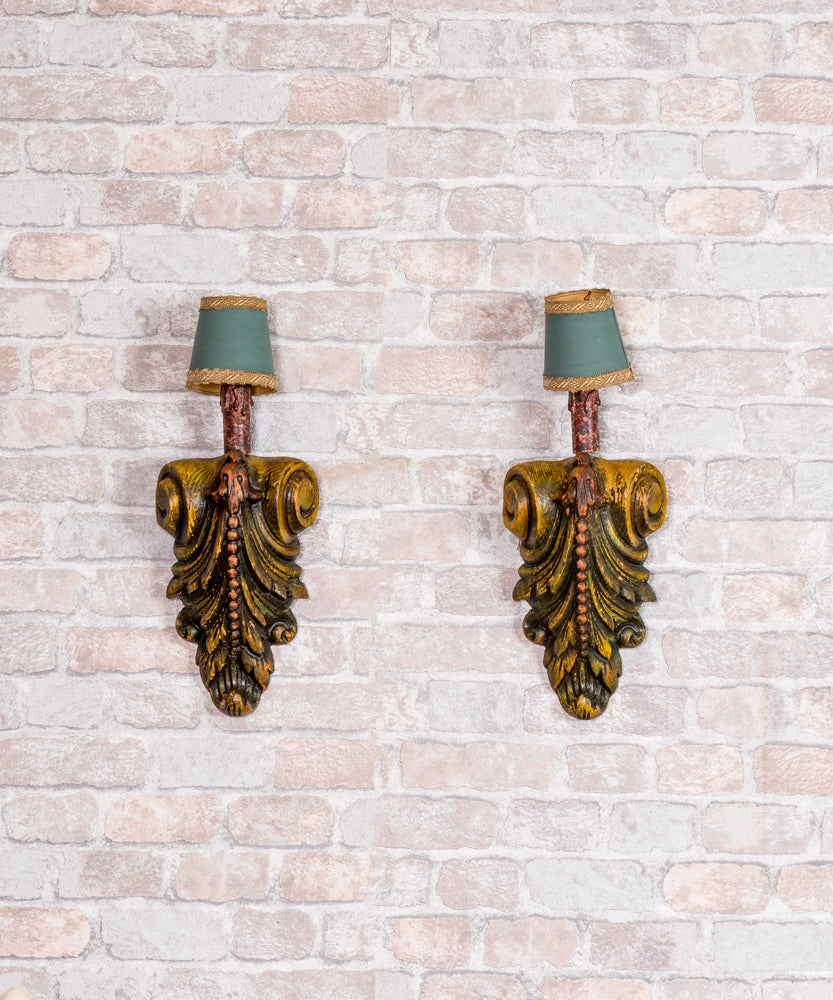 Pair of Narbonne polychrome wall lights