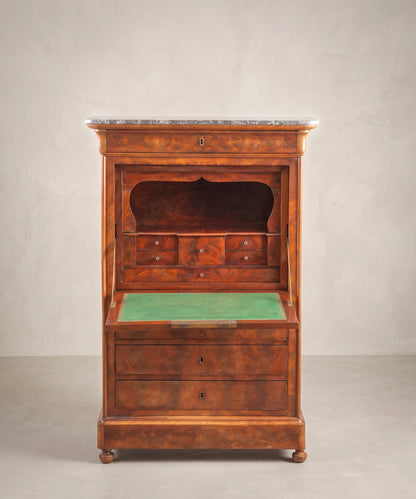 Secreter abattant de caoba abierto vista frontal con escritorio desplegado — Antique Arte y Decoración