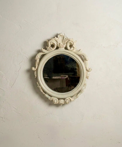 Espejo Vintage de Madera Tallada Pintado a Mano | Copete Barroco