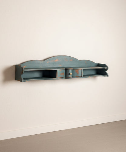 Estantería de pared con cajón en azul