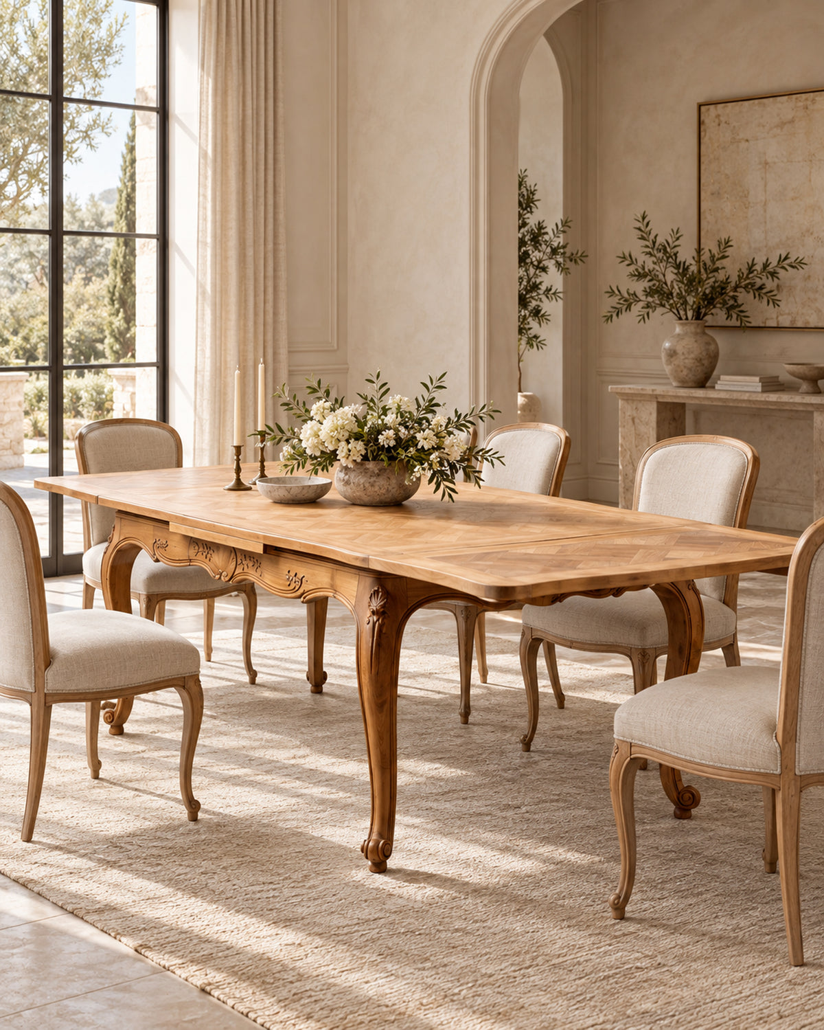 Mesa de Comedor Extensible Vintage de Cerezo | Estilo Luis XV