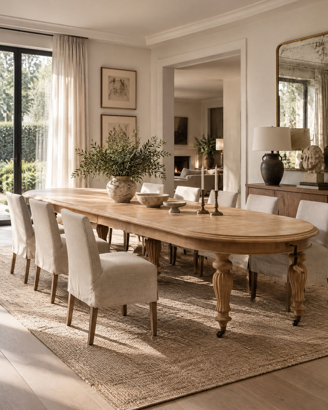 Mesa de Comedor Extensible de Caoba con Manivela | Estilo Victoriano, hasta 386 cm