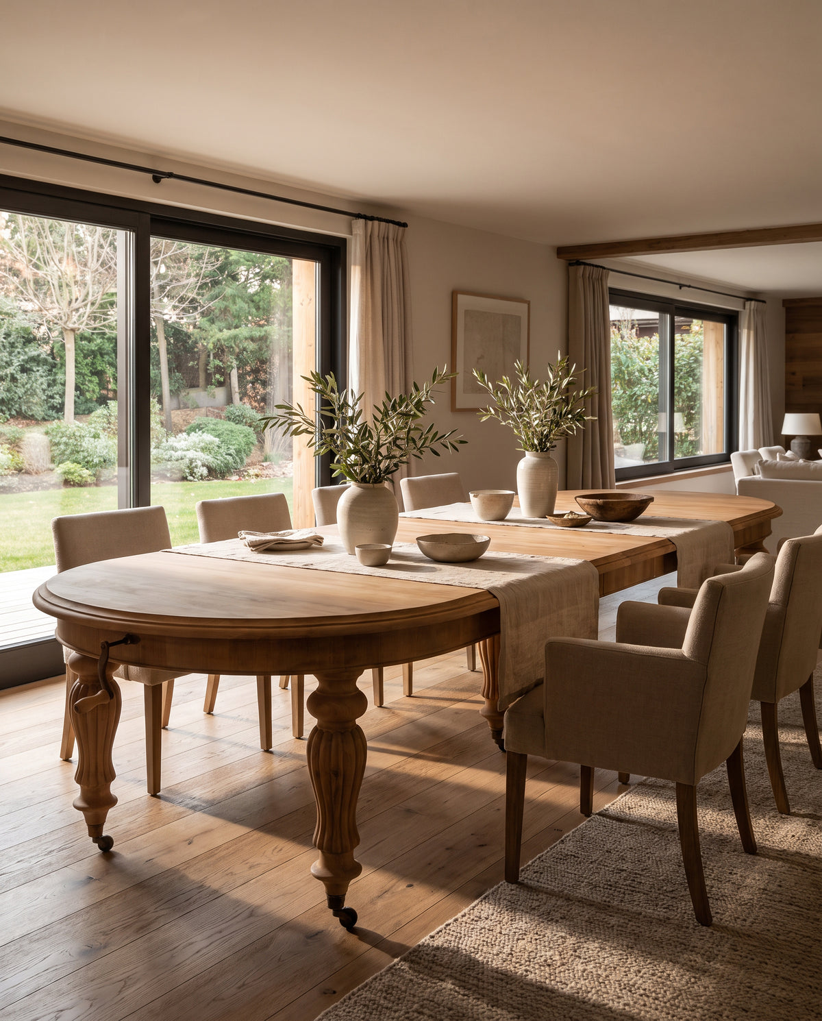 Mesa de Comedor Extensible de Caoba con Manivela | Estilo Victoriano, hasta 386 cm