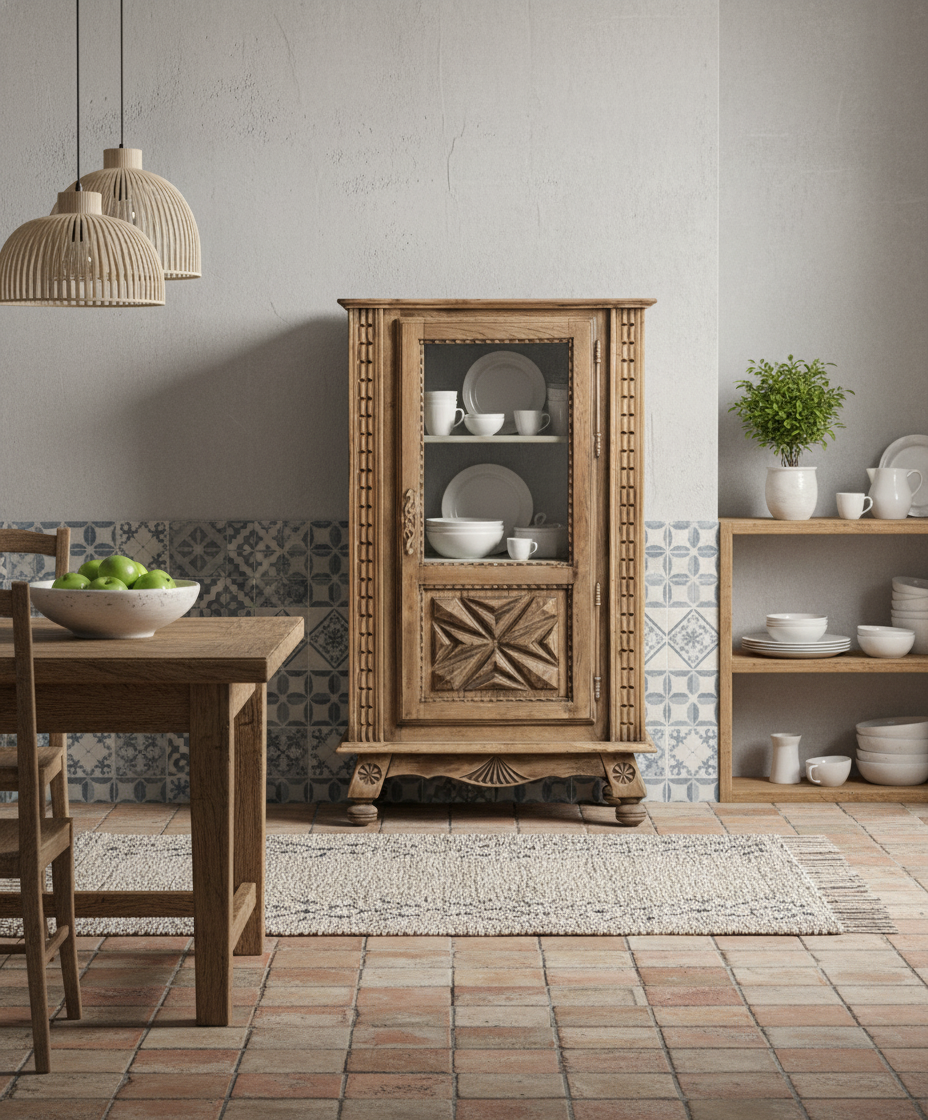 Vitrina de madera tallada