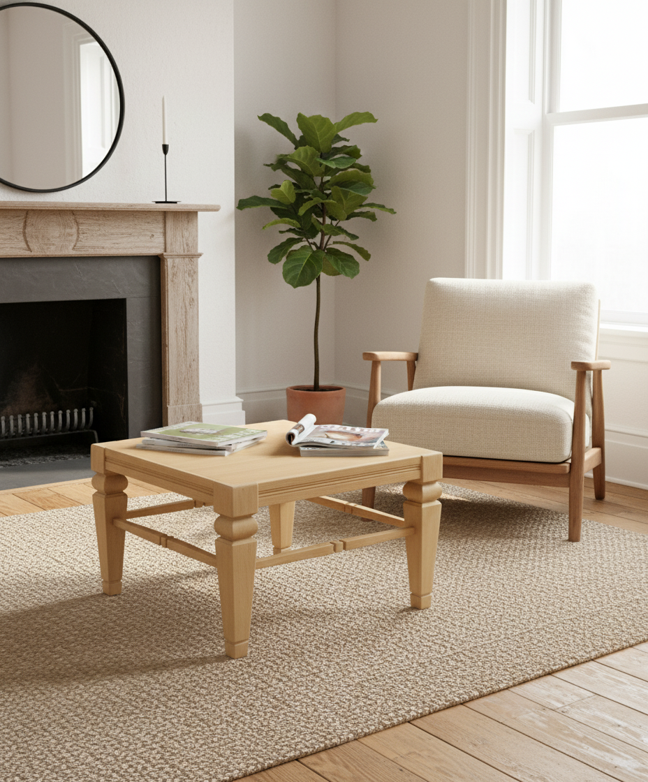 mesa baja auxilair de madera decorada