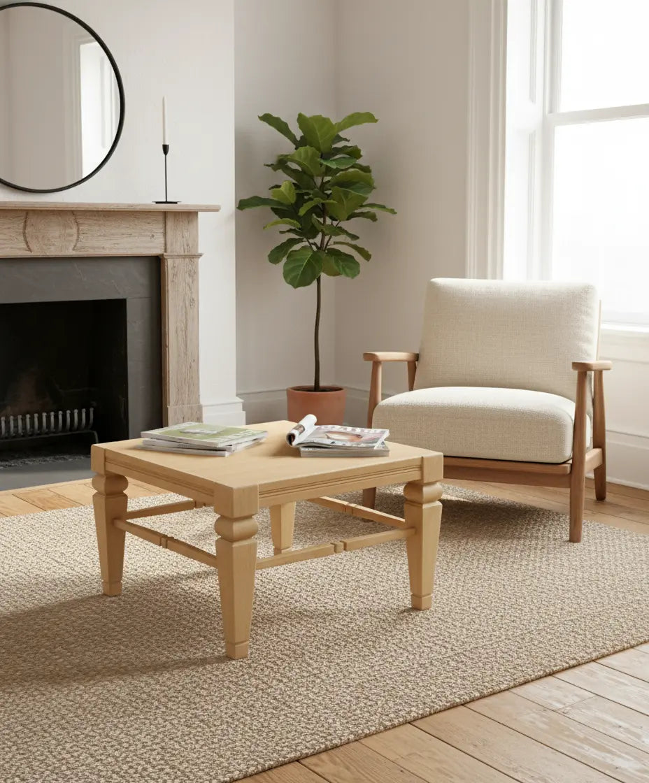 mesa baja auxilair de madera decorada