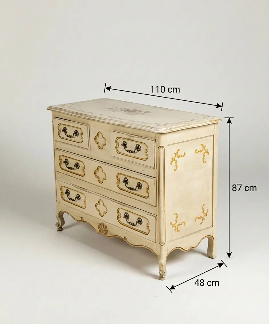 Cómoda vintage con pinturas de flores Antique arte y decoracion