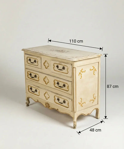 Cómoda vintage con pinturas de flores Antique arte y decoracion