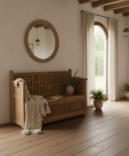 Banco escaño rústico de madera