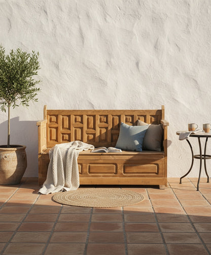 Banco escaño rústico de madera