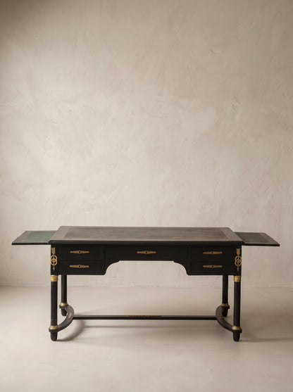 Escritorio Negro con Tablero de Piel | Estilo Imperio