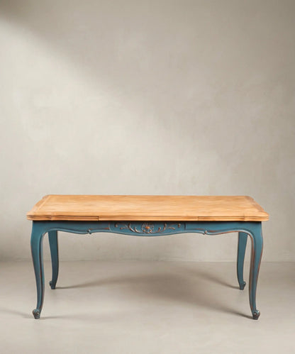 Mesa de Comedor Extensible con Parqué Versalles | Estilo Luis XV en Azul