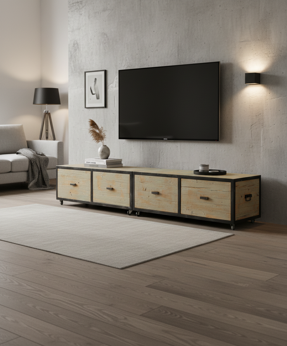 mueble cajonera industrial decorado