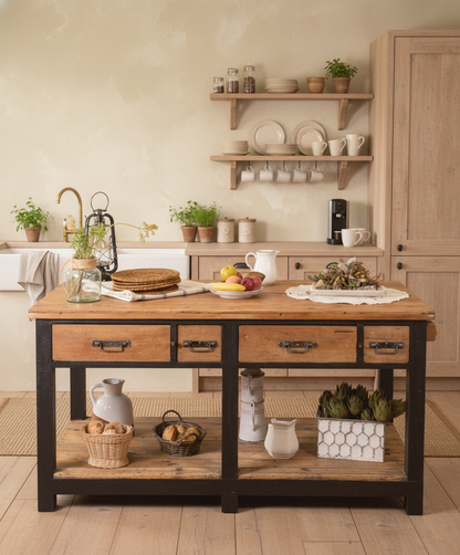 mesa isla industril decorada