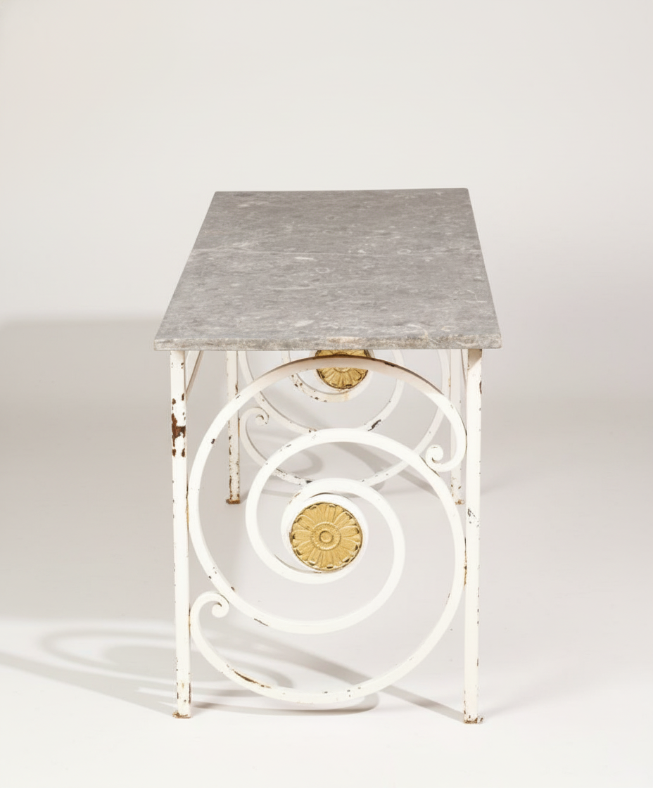 MESA DE FORJA Y MARMOL LATERAL