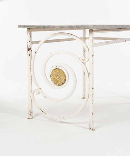 MESA DE FORJA Y MARMOL DETALLE