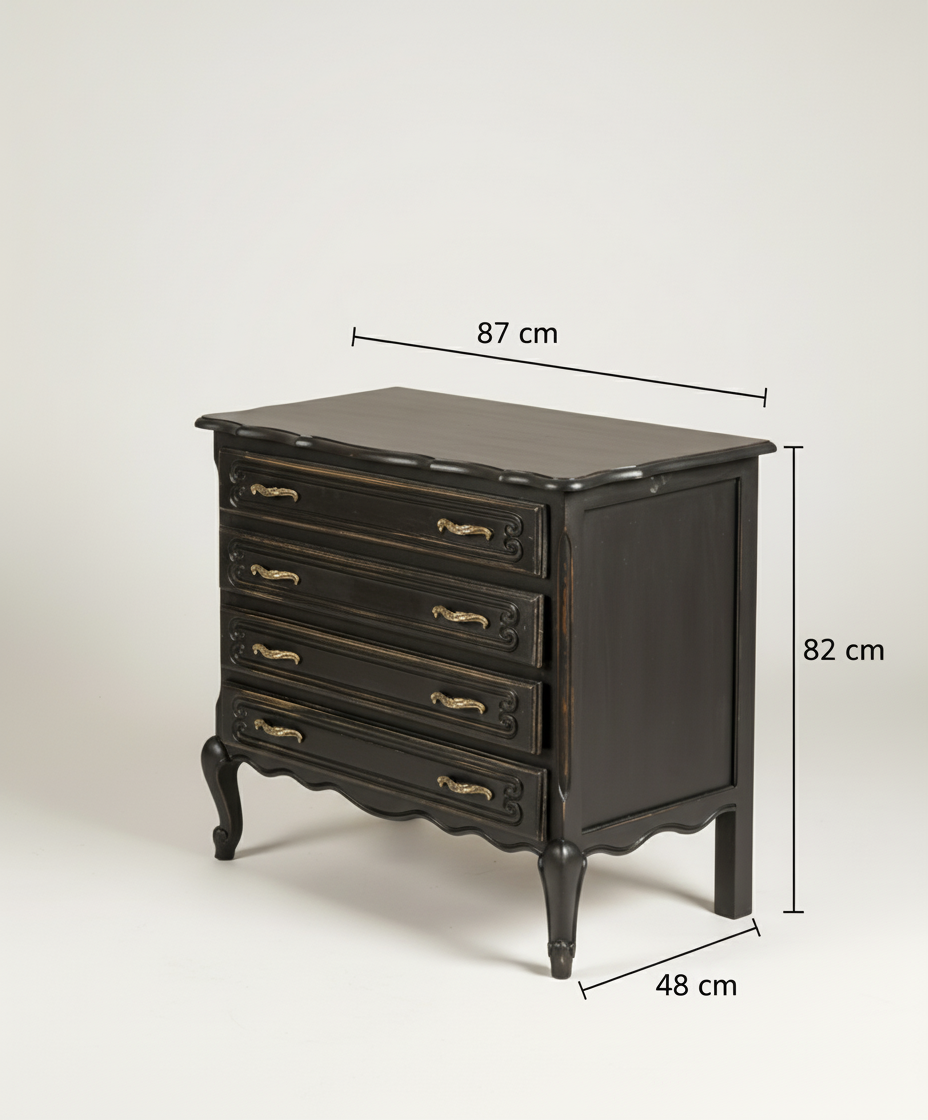 Cómoda antigua patinada en negro