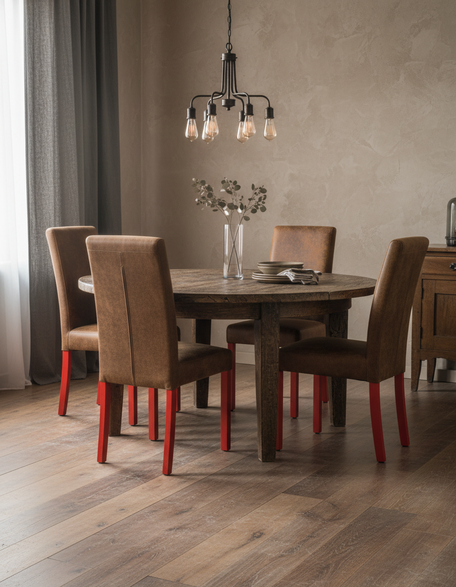 conjunto de cuatro sillas vintage de pata roja