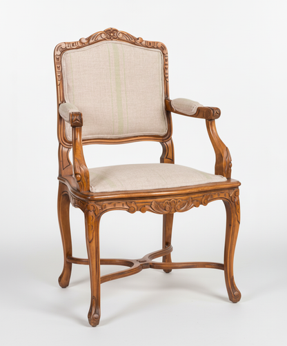 sillon luis xv de madera y lino