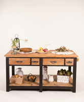 mesa isla industrial de madera
