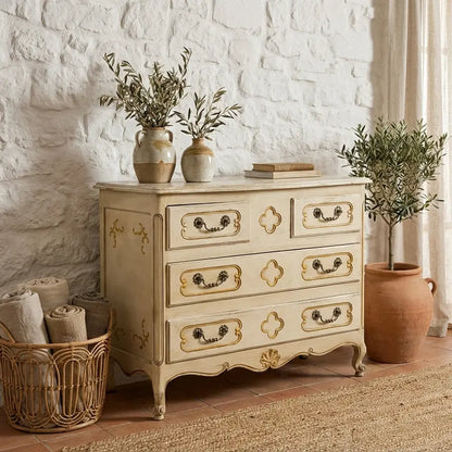 Cómoda vintage con pinturas de flores Antique arte y decoracion