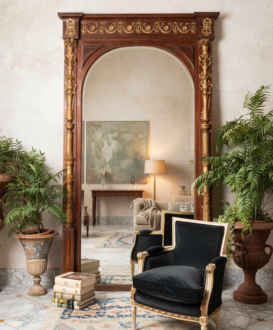 Espejo antiguo de caoba siglo XIX